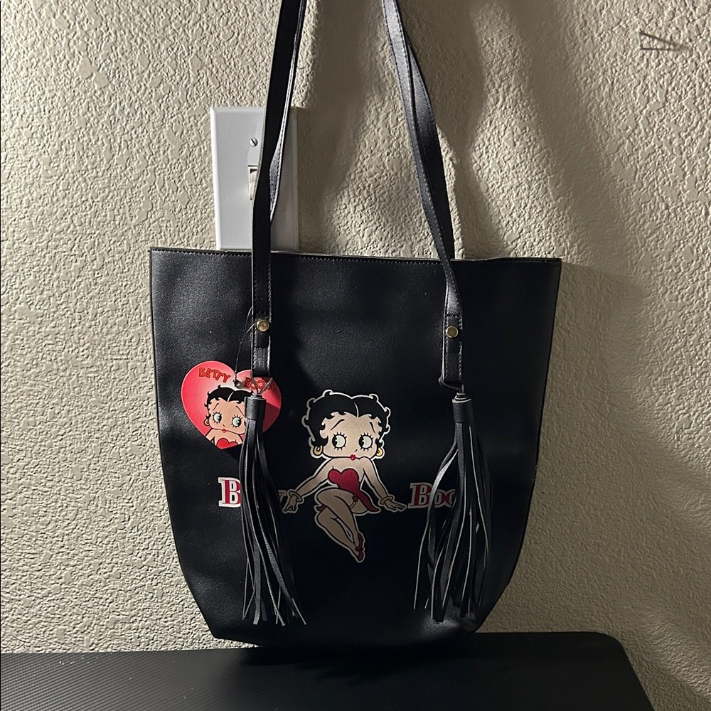 Betty Boop Black and Red Tote with Tassels